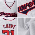 Men's Custom White Red-Navy Authentic Baseball Jersey - Image 2