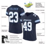 Men's Custom Navy White-Light Blue Mesh Authentic Football Jersey - Image 4