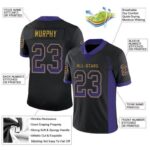 Men's Custom Black Purple-Old Gold Mesh Drift Fashion Football Jersey - Image 3