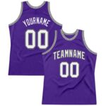 Men's Custom Purple White-Silver Gray Authentic Throwback Basketball Jersey