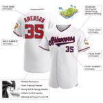 Men's Custom White Red-Navy Authentic Baseball Jersey - Image 3