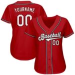 Men's Custom Red White-Black Authentic Baseball Jersey - Image 2
