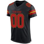 Men's Custom Black Scarlet-Gold Mesh Authentic Football Jersey - Image 2