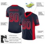 Men's Custom Navy Scarlet-Gray Mesh Drift Fashion Football Jersey - Image 3