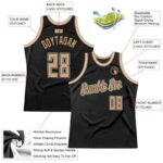 Men's Custom Black Old Gold-White Authentic Throwback Basketball Jersey - Image 3