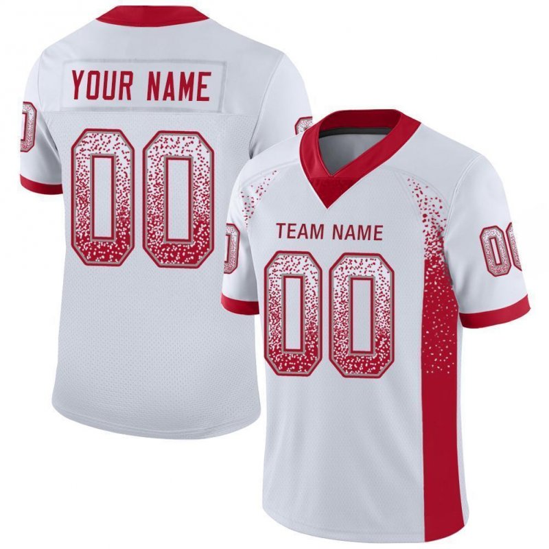 37ba7431a3292b8ca05045276f2f1ef6 Men's Custom White Red-Gray Mesh Drift Fashion Football Jersey - Image 1