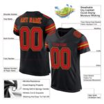 Men's Custom Black Scarlet-Gold Mesh Authentic Football Jersey - Image 4