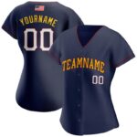 Men's Custom Navy White-Gold Authentic American Flag Fashion Baseball Jersey - Image 2