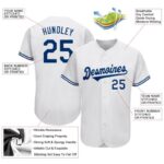 Men's Custom White Royal Authentic Baseball Jersey - Image 3