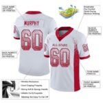 Men's Custom White Red-Gray Mesh Drift Fashion Football Jersey - Image 3