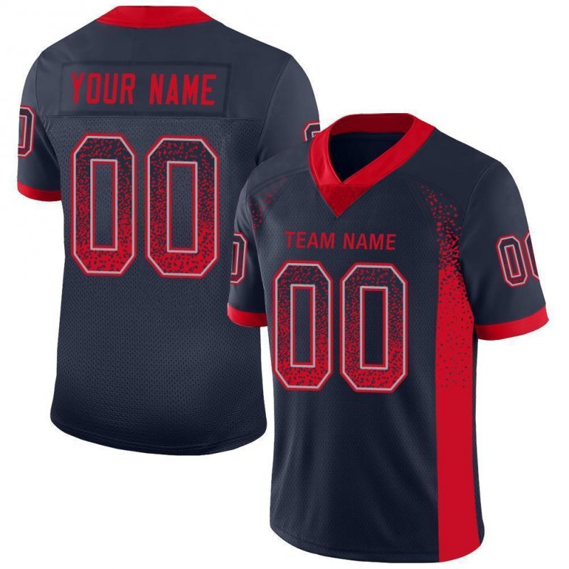 483e4ff4593500963689423f227efc60 Men's Custom Navy Scarlet-Gray Mesh Drift Fashion Football Jersey - Image 1