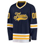 Men's Custom Navy Gold-White Hockey Jersey - Image 2