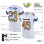 Men's Custom White Old Gold-Royal Mesh Authentic Football Jersey - Image 4
