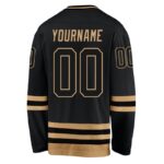 Men's Custom Black Black-Old Gold Hockey Jersey - Image 2
