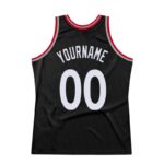 Men's Custom Black White-Red Authentic Throwback Basketball Jersey - Image 3
