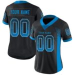 Men's Custom Black Panther Blue-Gray Mesh Drift Fashion Football Jersey - Image 2