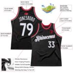 Men's Custom Black White-Red Authentic Throwback Basketball Jersey - Image 4