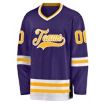 Men's Custom Purpled Gold-White Hockey Jersey - Image 2