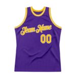 Men's Custom Purple Gold-White Authentic Throwback Basketball Jersey - Image 2
