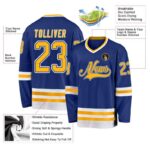 Men's Custom Royal Gold-White Hockey Jersey - Image 3