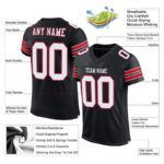 Men's Custom Black White-Red Mesh Authentic Football Jersey - Image 4