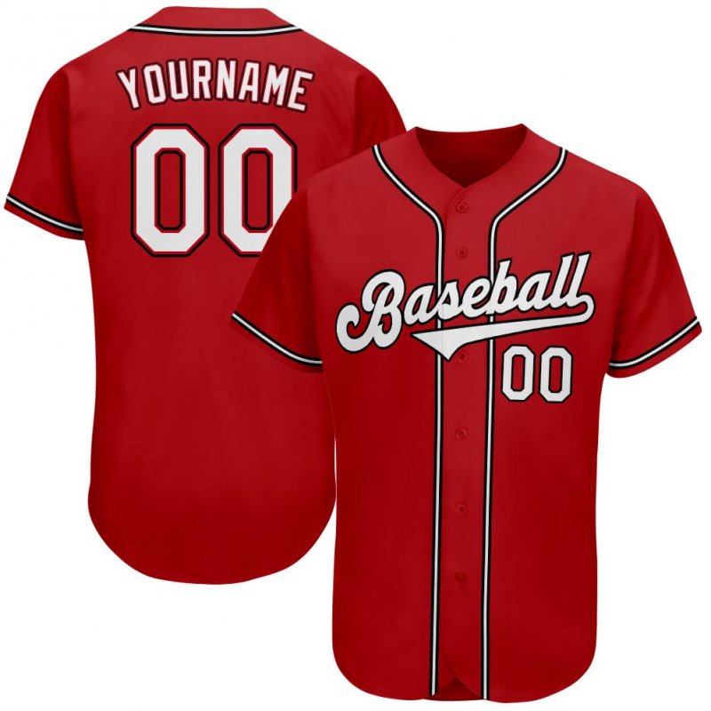 8c480abc0fcc20a478acb86b8a8746c3 Men's Custom Red White-Black Authentic Baseball Jersey - Image 1