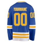 Men's Custom Blue Gold-Cream Hockey Jersey - Image 2