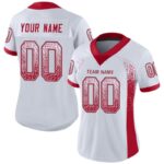 Men's Custom White Red-Gray Mesh Drift Fashion Football Jersey - Image 2