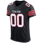 Men's Custom Black White-Red Mesh Authentic Football Jersey - Image 2