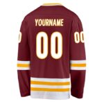 Men's Custom Burgundy White-Gold Hockey Jersey - Image 2