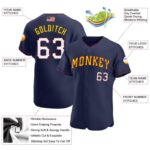 Men's Custom Navy White-Gold Authentic American Flag Fashion Baseball Jersey - Image 3