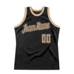 Men's Custom Black Old Gold-White Authentic Throwback Basketball Jersey - Image 2