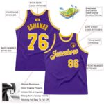 Men's Custom Purple Gold-White Authentic Throwback Basketball Jersey - Image 4