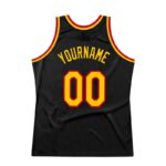 Men's Custom Black Gold-Red Authentic Throwback Basketball Jersey - Image 3