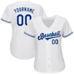 Men's Custom White Royal Authentic Baseball Jersey - Image 2