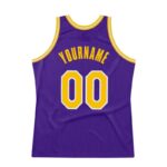 Men's Custom Purple Gold-White Authentic Throwback Basketball Jersey - Image 3